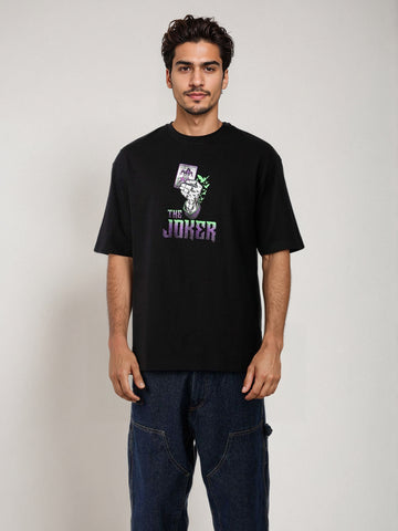 Men's Joker Typography Printed Round Neck Cotton's Boxy T-shirt