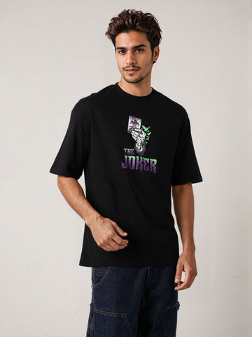 Men's Joker Typography Printed Round Neck Cotton's Boxy T-shirt