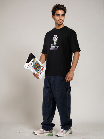 Men's Joker Typography Printed Round Neck Cotton's Boxy T-shirt