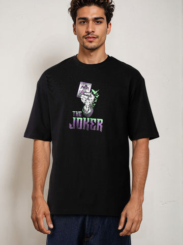 Men's Joker Typography Printed Round Neck Cotton's Boxy T-shirt