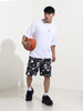 Men's Black Relaxed Fit Character Superman Printed Shorts