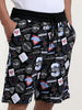 Men's Black Relaxed Fit Character Superman Printed Shorts