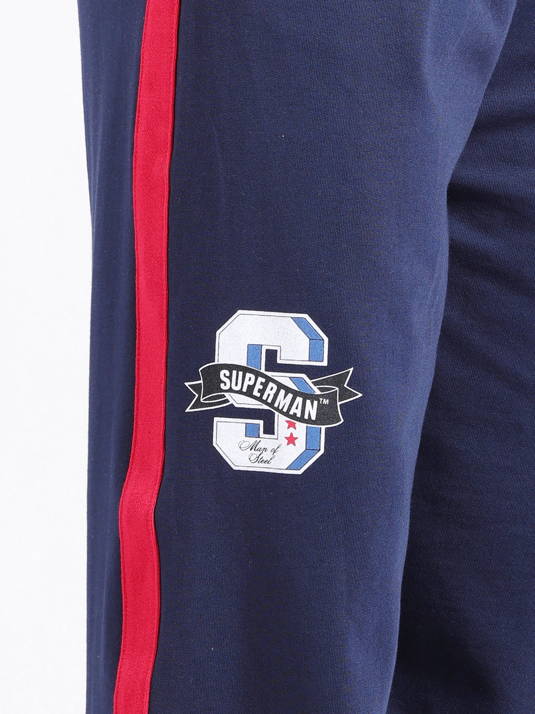 Men's Navy Blue Blue Loose Fit Superman Character Printed Joggers