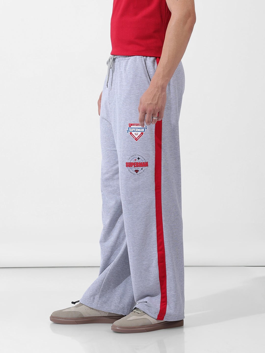 Men's Grey Loose Fit Character Printed Joggers