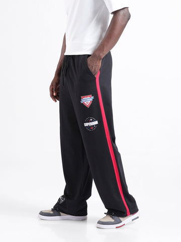 Men's Black Loose Fit Character Superman Printed Joggers
