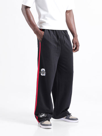 Men's Black Loose Fit Character Superman Printed Joggers