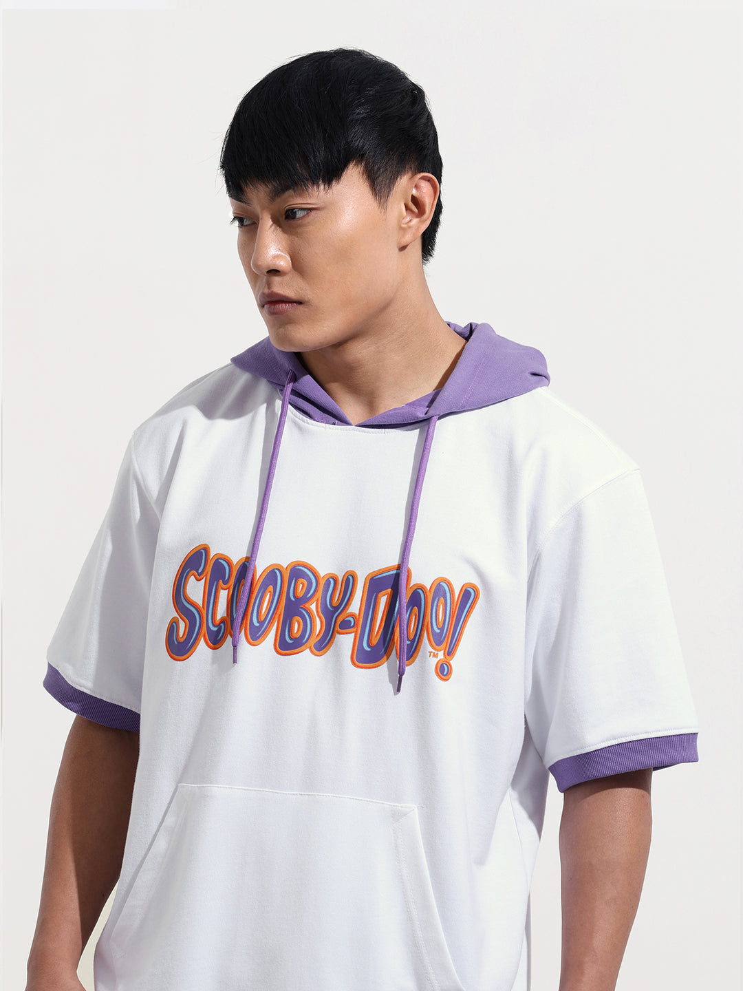 Men's White Oversized Fit Character Scooby-Doo Printed Sweatshirt