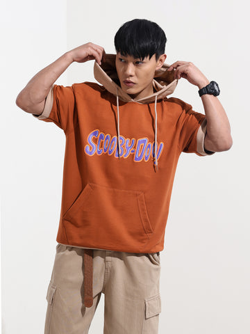 Men's Brown Oversized Fit Character Scooby-Doo Printed Sweatshirt