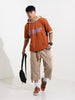Men's Brown Oversized Fit Character Scooby-Doo Printed Sweatshirt