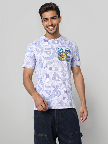 Men's Typography Printed Raw Edge Slim Fit T-shirt