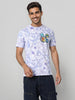 Men's Typography Printed Raw Edge Slim Fit T-shirt