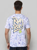 Men's Typography Printed Raw Edge Slim Fit T-shirt