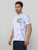Men's Typography Printed Raw Edge Slim Fit T-shirt