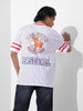 Men's White Boxy Fit Character Scooby-Doo Printed V-Neck T-Shirt