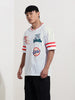 Men's White Boxy Fit Character Scooby-Doo Printed V-Neck T-Shirt