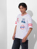 Men's White Boxy Fit Character Scooby-Doo Printed V-Neck T-Shirt