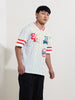 Men's White Boxy Fit Character Scooby-Doo Printed V-Neck T-Shirt