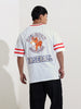 Men's White Boxy Fit Character Scooby-Doo Printed V-Neck T-Shirt
