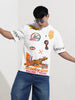 Men's White Boxy Fit Character Scooby-Doo Printed Crew Neck T-Shirt
