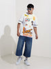 Men's White Boxy Fit Character Scooby-Doo Printed Crew Neck T-Shirt