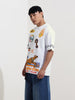Men's White Boxy Fit Character Scooby-Doo Printed Crew Neck T-Shirt