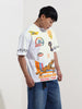 Men's White Boxy Fit Character Scooby-Doo Printed Crew Neck T-Shirt