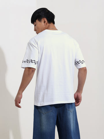 Men's White Boxy Fit Character Scooby-Doo Printed Crew Neck T-Shirt