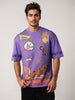 Men's Purple Boxy Fit Character Scooby-Doo Printed Crew Neck T-Shirt