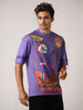 Men's Purple Boxy Fit Character Scooby-Doo Printed Crew Neck T-Shirt