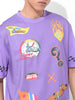 Men's Purple Boxy Fit Character Scooby-Doo Printed Crew Neck T-Shirt