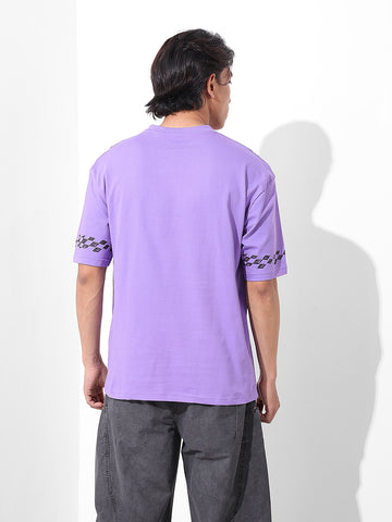 Men's Purple Boxy Fit Character Scooby-Doo Printed Crew Neck T-Shirt