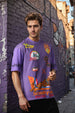 Men's Purple Boxy Fit Character Scooby-Doo Printed Crew Neck T-Shirt