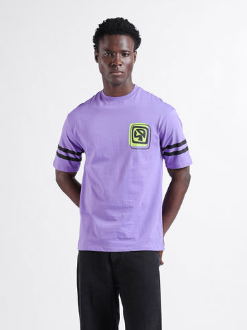 Men's Purple Boxy Fit Character Scooby-Doo Printed Crew Neck T-Shirt