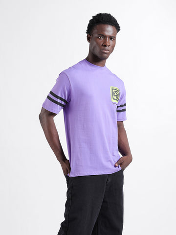 Men's Purple Boxy Fit Character Scooby-Doo Printed Crew Neck T-Shirt