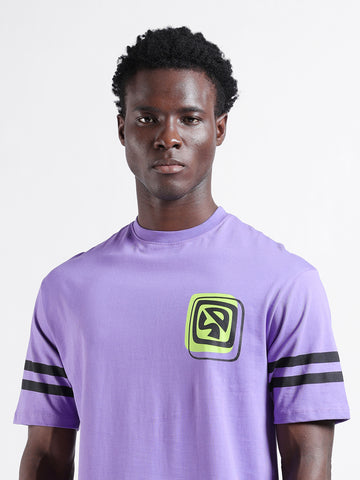 Men's Purple Boxy Fit Character Scooby-Doo Printed Crew Neck T-Shirt