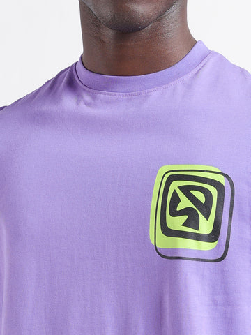 Men's Purple Boxy Fit Character Scooby-Doo Printed Crew Neck T-Shirt