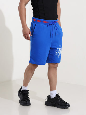 Men's Blue Relaxed Fit Character Superman Printed Shorts