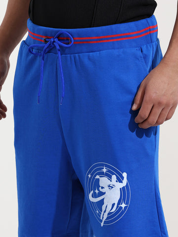 Men's Blue Relaxed Fit Character Superman Printed Shorts