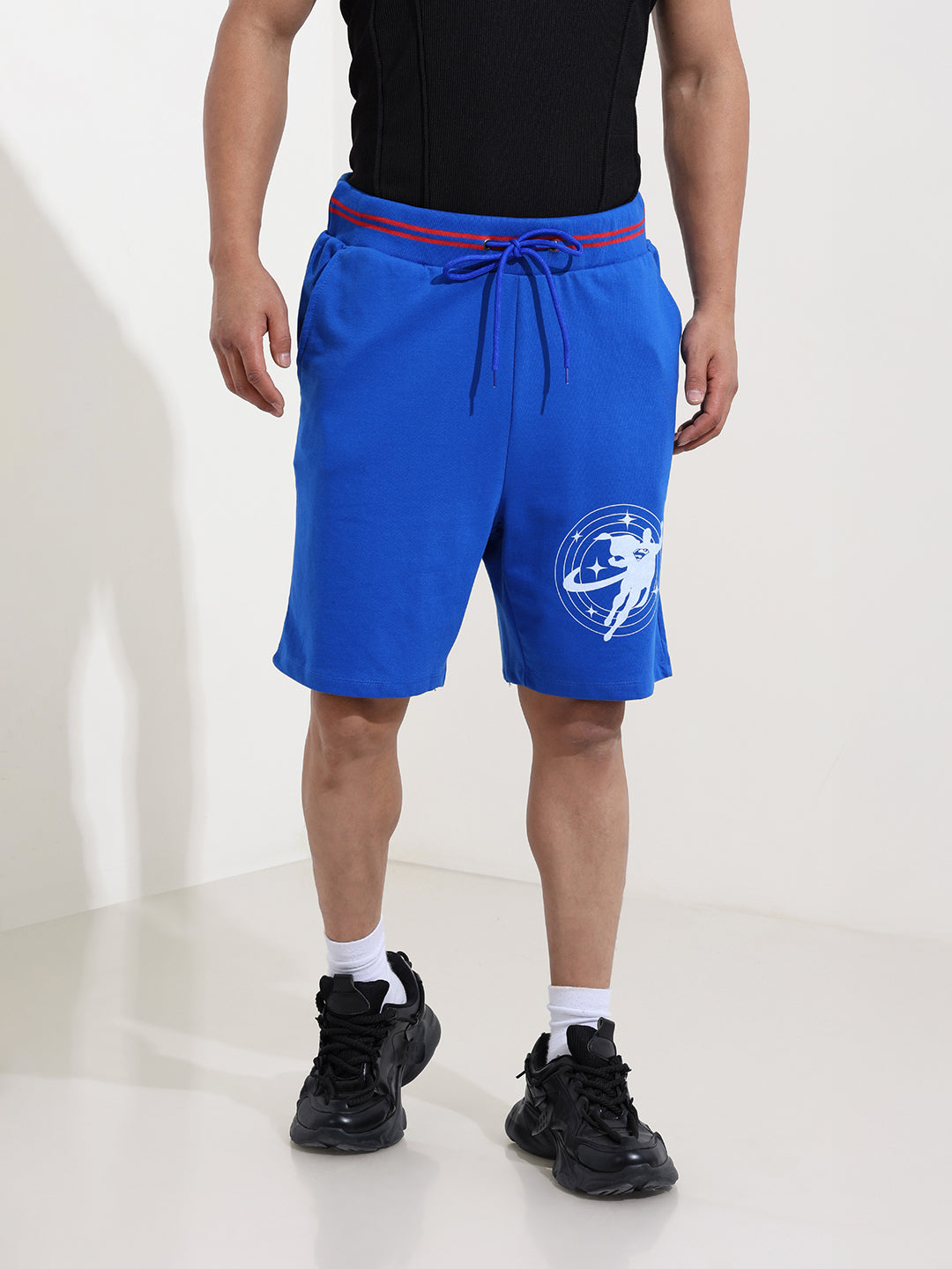 Men's Blue Relaxed Fit Character Superman Printed Shorts