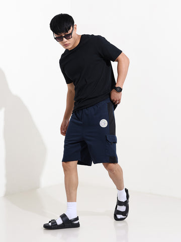 Men's Navy Blue Relaxed Fit Character Printed Shorts