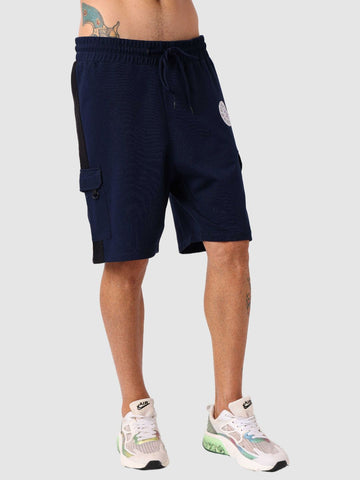 Men's Navy Blue Relaxed Fit Character Printed Shorts