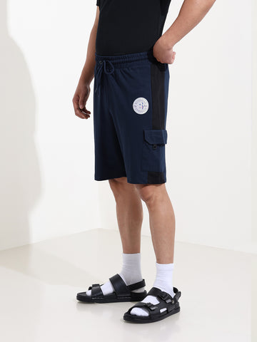 Men's Navy Blue Relaxed Fit Character Printed Shorts
