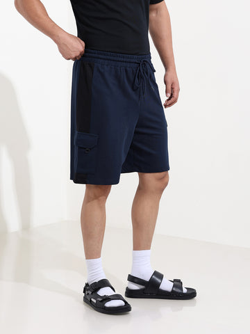 Men's Navy Blue Relaxed Fit Character Printed Shorts
