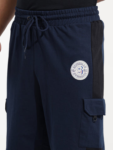 Men's Navy Blue Relaxed Fit Character Printed Shorts