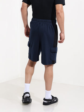 Men's Navy Blue Relaxed Fit Character Printed Shorts