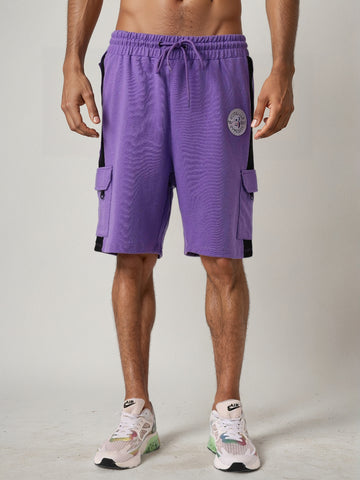 Men's Purple Relaxed Fit Character Superman Printed Shorts