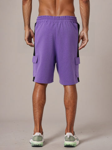 Men's Purple Relaxed Fit Character Superman Printed Shorts