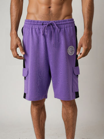 Men's Purple Relaxed Fit Character Superman Printed Shorts