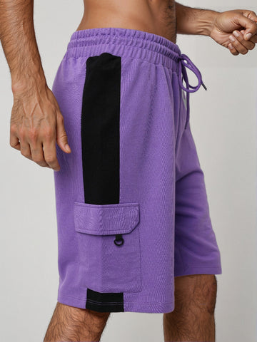 Men's Purple Relaxed Fit Character Superman Printed Shorts