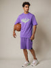 Men's Purple Relaxed Fit Character Superman Printed Shorts